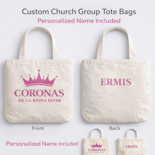 Custom Church Group Tote Bags | Personalized Name Tote (Bulk Orders)